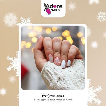 Adore Nails - Let it snow on your nails! These delicate flakes and shimmering finish capture the magic of winter. Book your frosty set! - Nail Salons Near Me - Baton Rouge, Louisiana Adore Nails - Let it snow on your nails! These delicate flakes and shimmering finish capture the magic of winter. Book your frosty set! - Nail Salons Near Me - Baton Rouge, Louisiana