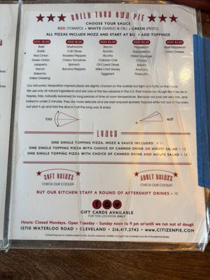 Menu photo 2 Citizen Pie Cleveland, OH