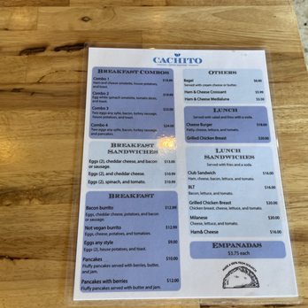 Cachito Coffee & Bakery - Table menu - Breakfast & Brunch Near Me - Miami Beach, Florida