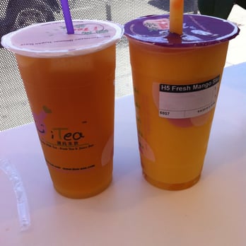 i-Tea - Jasmine Green Tea (Left) & Fresh Mango Slush (Right) - Tea Rooms Near Me - San Francisco, California