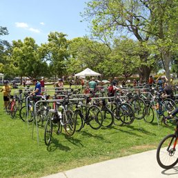 Beautiful Victory Park & hungry riders 'racked' while enjoying their mid- ride lunch break Beautiful Victory Park & hungry riders 'racked' while enjoying their mid- ride lunch break