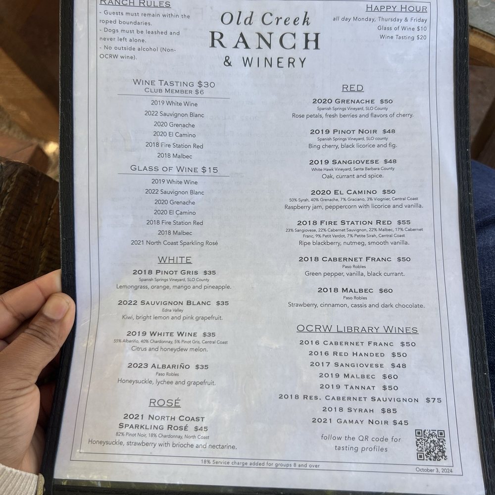 Old Creek Ranch Winery - Menu - Venues & Event Spaces Near Me - Ventura, California Old Creek Ranch Winery - Menu - Venues & Event Spaces Near Me - Ventura, California