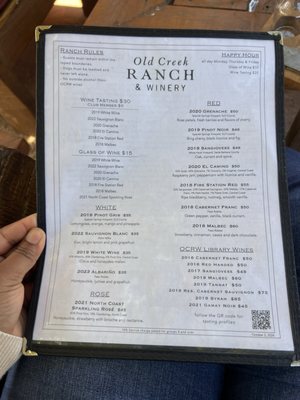 Menu photo 4 Old Creek Ranch Winery Ventura, CA Menu photo 4 Old Creek Ranch Winery Ventura, CA