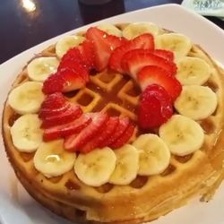 TIABI Coffee & Waffle - Waffle Bar Creation: Strawberry, banana & maple syrup.