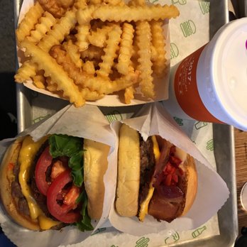 Shake Shack - Shack stack ($9.95), smoke shack ($6.99), pb shake ($5.39), fries ($2.99) - Burgers Near Me - Las Vegas, Nevada Shake Shack - Shack stack ($9.95), smoke shack ($6.99), pb shake ($5.39), fries ($2.99) - Burgers Near Me - Las Vegas, Nevada