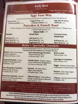 Menu photo 3 Betty's Kitchen North Hampton, NH