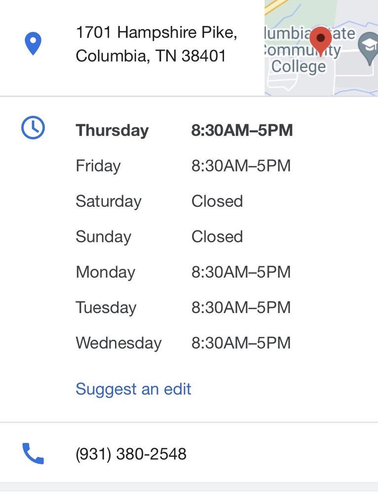 DMV OFFICES Updated July 2024 1701 Hampshire Pike, Columbia