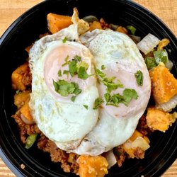 Evelyn’s Tex-Mex BBQ - Sweet Potato Chorizo Hash Breakfast Bowl