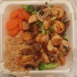 Fuji Express - Steak, Shrimp, and Scallops Hibachi.