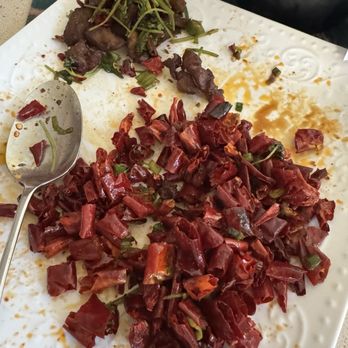 Sichuan Impression - Excessive Sichuan Chili Peppers overpowered our Mini Lamb Skewers dish. - Chinese Near Me - Tustin, California