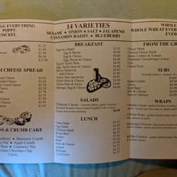 Bakin' Bagels - Menu, inside