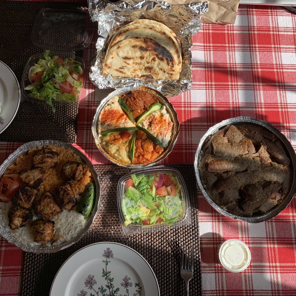 Bereket Turkish Restaurant - Take out: Mixed Appetizer, gyro, and chicken shish kebab - Turkish Near Me - Bridgeport, Connecticut