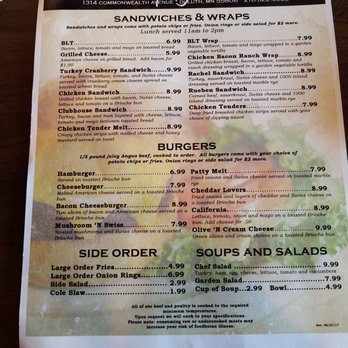 Trophy Cafe - a menu for a sandwich and wrap - Cafes Near Me - Duluth, Minnesota