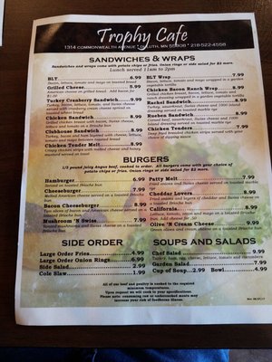 Menu photo 4 Trophy Cafe Duluth, MN