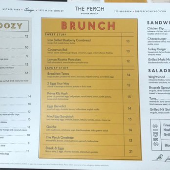 The Perch - December 11, 2021 Brunch menu. - Breweries Near Me - Chicago, Illinois