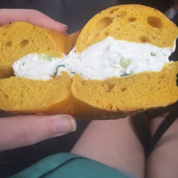 Lot's-O-Bagels - Egg bagel with scallion cream cheese - Bagels Near Me - Astoria, New York Lot's-O-Bagels - Egg bagel with scallion cream cheese - Bagels Near Me - Astoria, New York