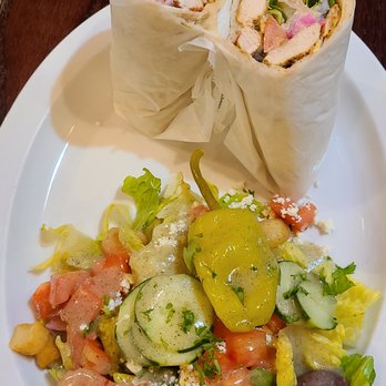 Jerusalem Garden Cafe - Chicken gyro with Greek salad - Middle Eastern Near Me - Asheville, North Carolina Jerusalem Garden Cafe - Chicken gyro with Greek salad - Middle Eastern Near Me - Asheville, North Carolina