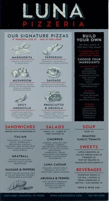 Menu photo 7 Luna Pizzeria Houston, TX Menu photo 7 Luna Pizzeria Houston, TX