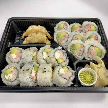 Akoya Kitchen - Classic Bento Box with Chicken Gyoza, California Roll, and Cream Cheese Roll - Japanese Near Me - Glen Allen, Virginia