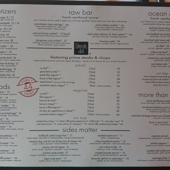 Steak 44 - Food menu. - Steakhouses Near Me - Phoenix, Arizona Steak 44 - Food menu. - Steakhouses Near Me - Phoenix, Arizona