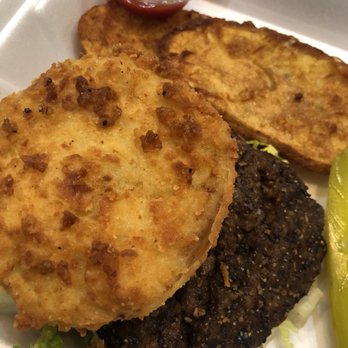 La Mariposa - Fried Green Tomato Southern burger (no bun) - Burgers Near Me - Summit, Mississippi