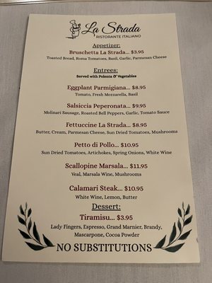 Menu photo 1 La Strada San Pablo, CA