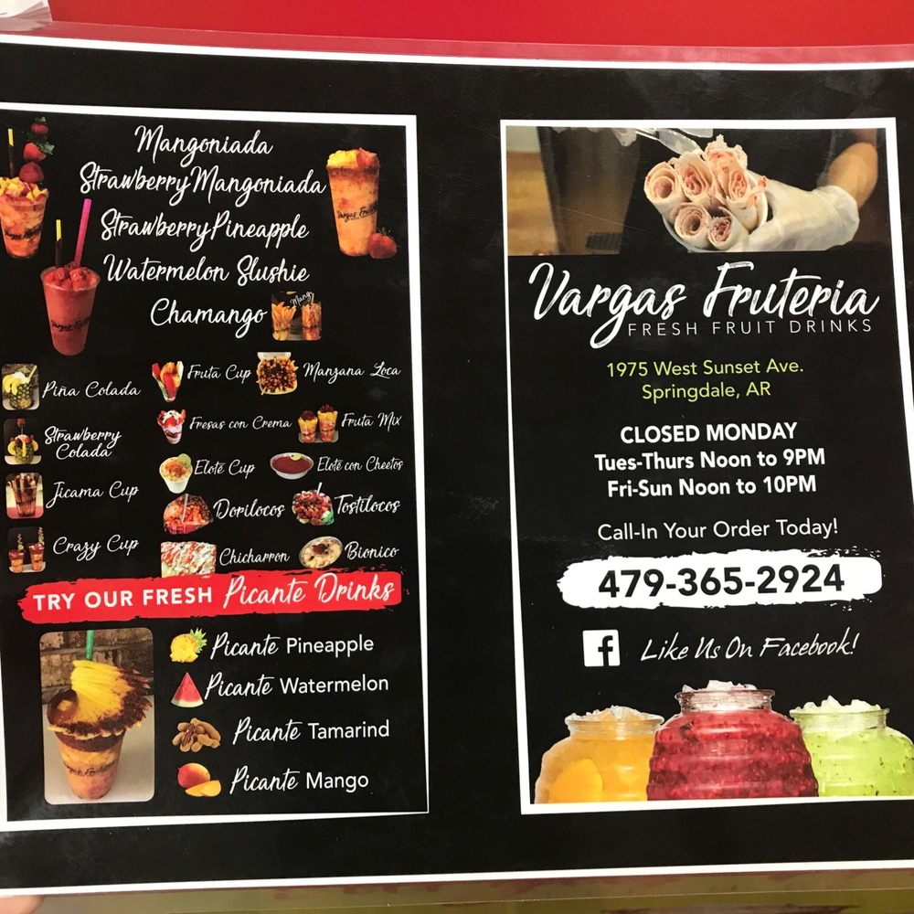 Vargas Fruiteria - Menu - Juice Bars & Smoothies Near Me - Springdale, Arkansas Vargas Fruiteria - Menu - Juice Bars & Smoothies Near Me - Springdale, Arkansas