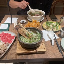 Bone marrow pho - amazing. Crispy dumplings - simply delicious as well.