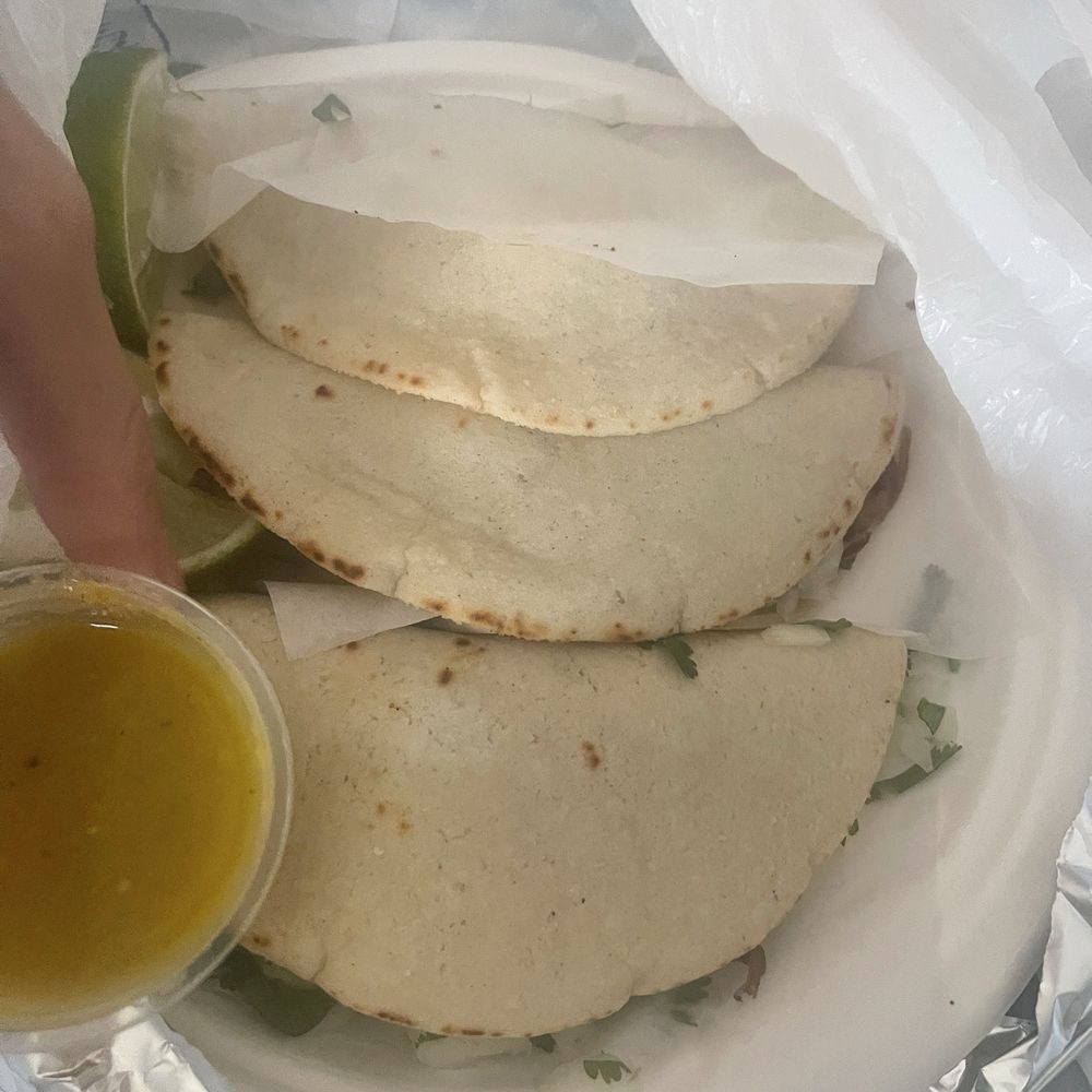 3 barbacoa tacos with green salsa sooo good You have an option to sit and dine in the patio area 3 barbacoa tacos with green salsa sooo good You have an option to sit and dine in the patio area