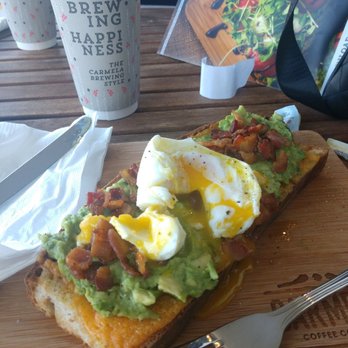 Carmela Coffee - Pompano Beach - Avacado Toast with bacon and Egg - Cafes Near Me - Pompano Beach, Florida