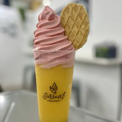 Surreal Creamery - Strawberry ice cream with mango slushi and tapioca