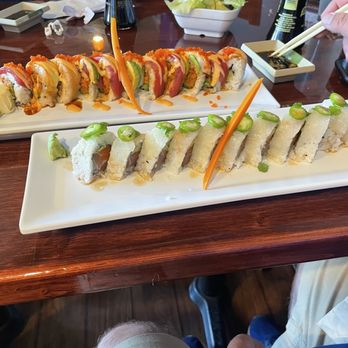 Kumi Ko - Two house specialty rolls. They were on the pricey side $23. - Japanese Near Me - San Luis Obispo, California Kumi Ko - Two house specialty rolls. They were on the pricey side $23. - Japanese Near Me - San Luis Obispo, California