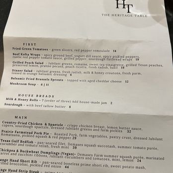 The Heritage Table - American Near Me - Frisco, Texas