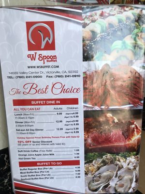 Menu photo 6 W Spoon Buffet Victorville, CA