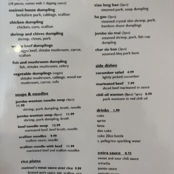 Meimei Dumpling - Menu - Chinese Near Me - San Jose, California