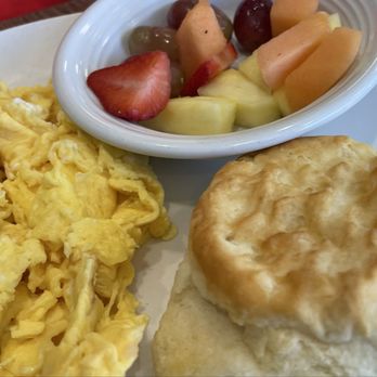 River City Bistro - Scrambled Eggs, fruit & homemade biscuit. - Sandwiches Near Me - Fort Smith, Arkansas