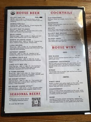 Menu photo 2 Elliott Bay Brewing - Lake City Seattle, WA Menu photo 2 Elliott Bay Brewing - Lake City Seattle, WA