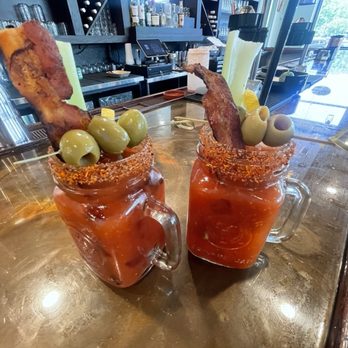 The Mason Jar - Bloody Mary's with house made Bloody Mary mix! - Breakfast & Brunch Near Me - Chesapeake, Virginia The Mason Jar - Bloody Mary's with house made Bloody Mary mix! - Breakfast & Brunch Near Me - Chesapeake, Virginia