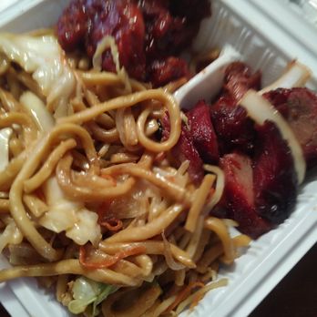 Wok Express - I ate some before I took a pic. Sweet and sour pork, BBQ pork & chow mein. BBQ pork is really good!!! - Chinese Near Me - Concord, California