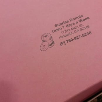 Sunrise Donuts - a pink box with a donut on it - Donuts Near Me - Hesperia, California Sunrise Donuts - a pink box with a donut on it - Donuts Near Me - Hesperia, California