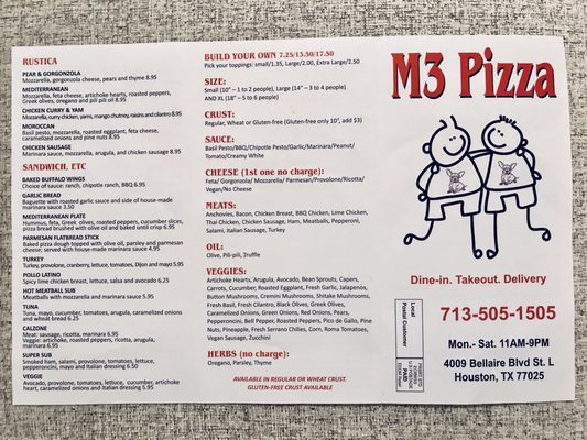 Menu photo 2 M3 Pizza Houston, TX