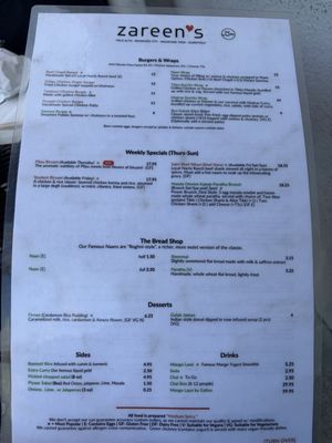 Menu photo 1 Zareen's Mountain View, CA