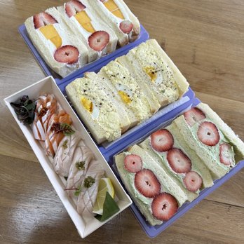 Choo Sando Omakase - Strawberry and Mango Sando, Egg Sando, Strawberry and Matcha Sando, and 5 Piece Nigiri Set - Sandwiches Near Me - Austin, Texas Choo Sando Omakase - Strawberry and Mango Sando, Egg Sando, Strawberry and Matcha Sando, and 5 Piece Nigiri Set - Sandwiches Near Me - Austin, Texas