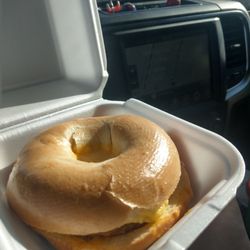 K & K Espresso & Deli - Sausage and egg and cheese bagel. They even had puppy treat for my dog.