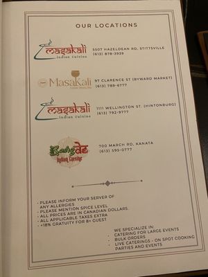 Menu photo 7 Masakali Indian cuisine Ottawa, ON