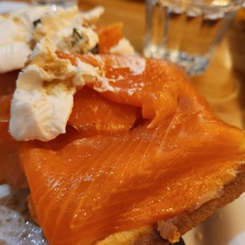 Starving Artist - a piece of salmon on a plate - Waffles Near Me - Toronto, Ontario Starving Artist - a piece of salmon on a plate - Waffles Near Me - Toronto, Ontario