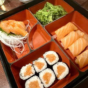 Hungry Belly - Salmon sushi and sashimi bento box - Japanese Near Me - Dallas, Texas Hungry Belly - Salmon sushi and sashimi bento box - Japanese Near Me - Dallas, Texas