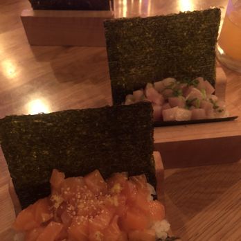 Yonsei Handrolls - Salmon, sesame and kemon - Japanese Near Me - Oakland, California Yonsei Handrolls - Salmon, sesame and kemon - Japanese Near Me - Oakland, California