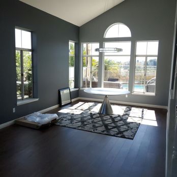 Blanco Fine Art - Two tone grey paint in our dining room/living room. The accent wall is slightly darker. - Painters Near Me Blanco Fine Art - Two tone grey paint in our dining room/living room. The accent wall is slightly darker. - Painters Near Me
