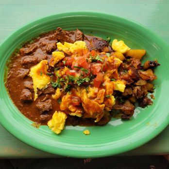 Nopalitos - Chile Colorado w/ two scrambled eggs. The photo is deceiving. - Mexican Near Me - Sacramento, California
